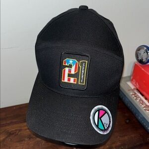 Roberto Clemente 21 Puerto Rico Team sewn flag black baseball cap hat snapback